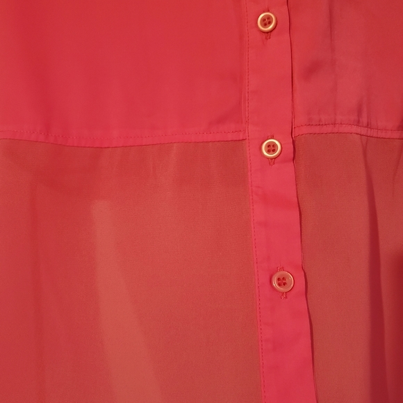 Free People Best of Both Worlds Hot Pink Half Sheer Long Sleeve Button D… - Picture 6 of 9